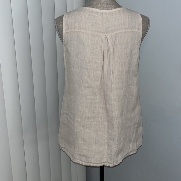 Valentina Naldi crumped sleeveless linen top with crochel fringe hemsize Small - Picture 3 of 7